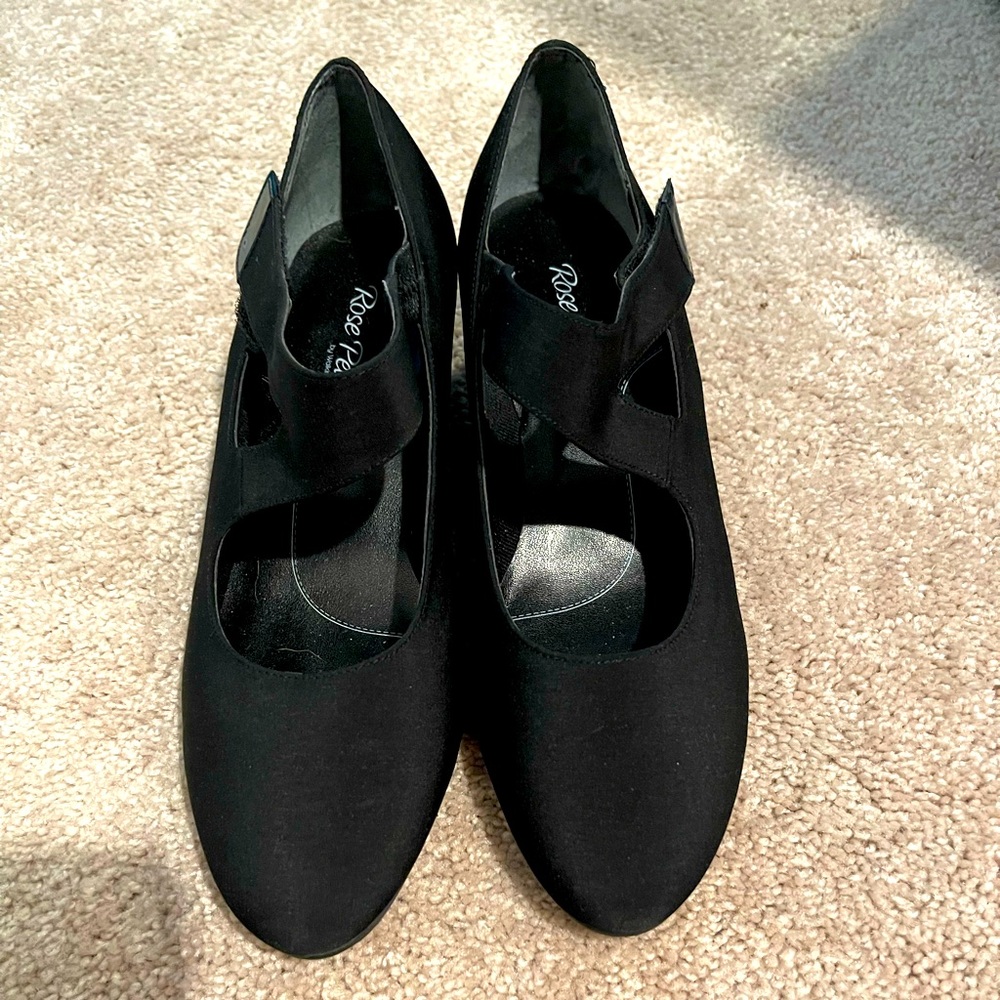 Black wedge heels by Rose Petals
